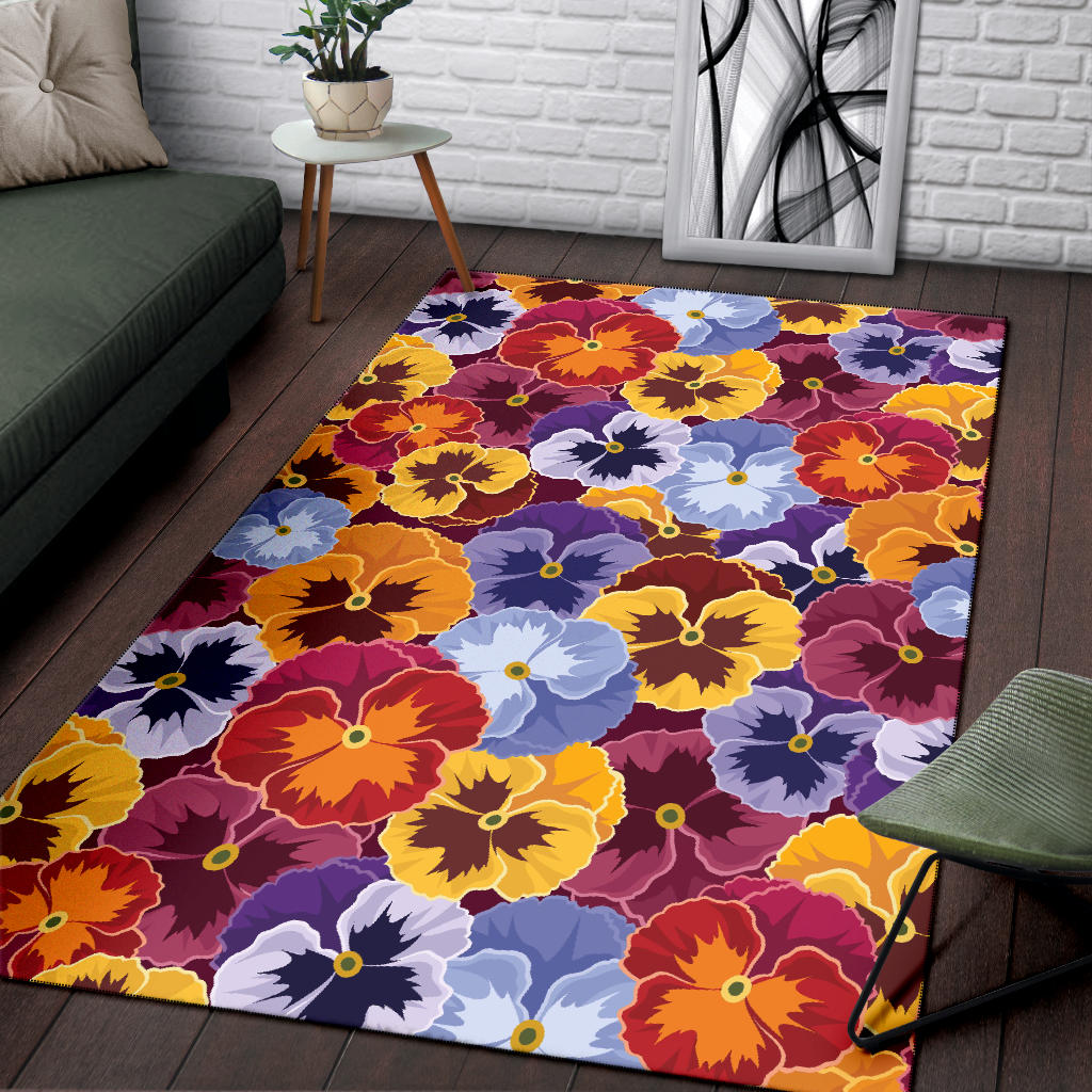 Pansy Pattern Print Design PS01 Area Rugs