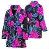 Neon Pink Hibiscus Pattern Print Design HB015 Women Bathrobe