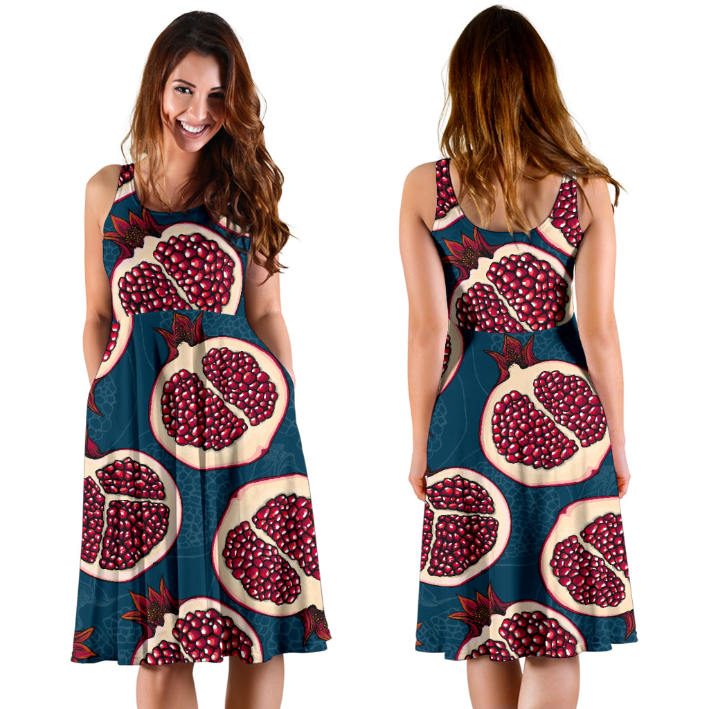 Pomegranate Pattern Print Design PG02 Midi Dress