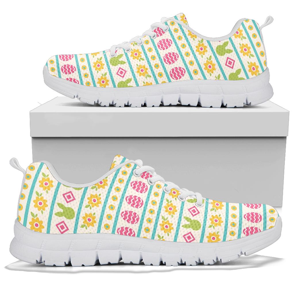Easter Eggs Pattern Print Design RB016 Sneakers White Bottom Shoes