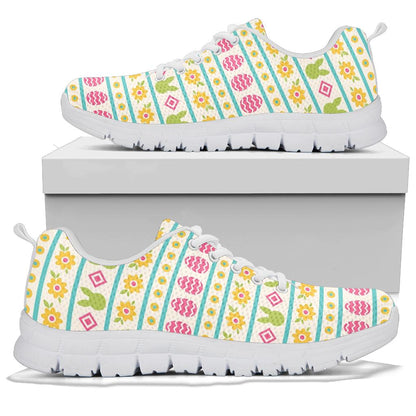 Easter Eggs Pattern Print Design RB016 Sneakers White Bottom Shoes
