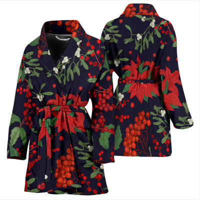 Poinsettia Pattern Print Design POT02 Women Bathrobe