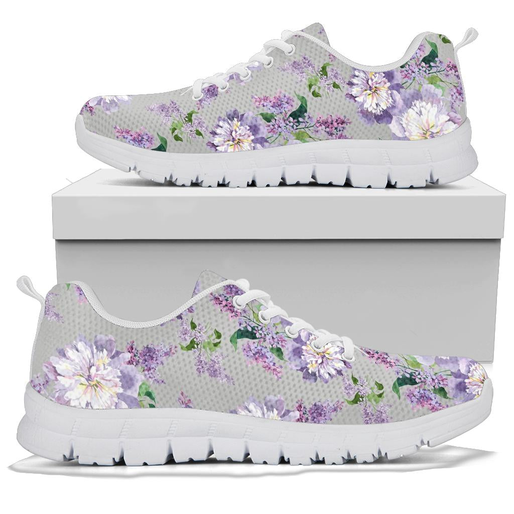 Lilac Pattern Print Design LI07 Sneakers White Bottom Shoes