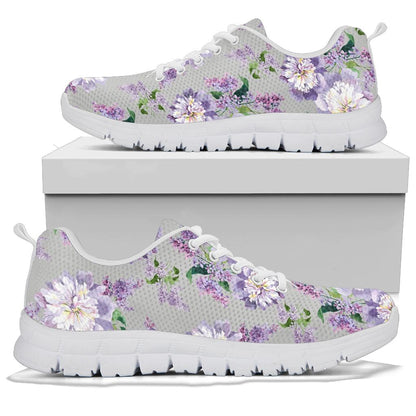 Lilac Pattern Print Design LI07 Sneakers White Bottom Shoes