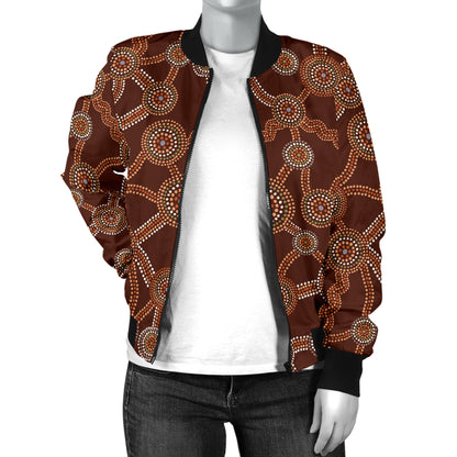 Aboriginal Pattern Print Design 03 Women's Bomber Jacket