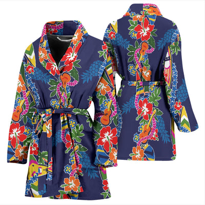 Hawaiian Themed Pattern Print Design H04 Women Bathrobe