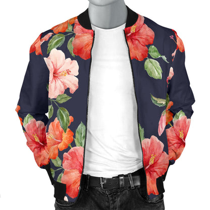 Tropical Flower Pattern Print Design TF020 Men Bomber Jacket