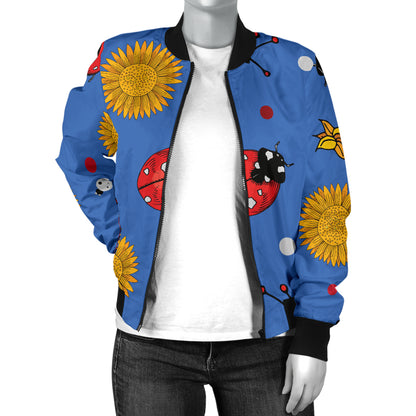 Ladybug Pattern Print Design 05 Women's Bomber Jacket