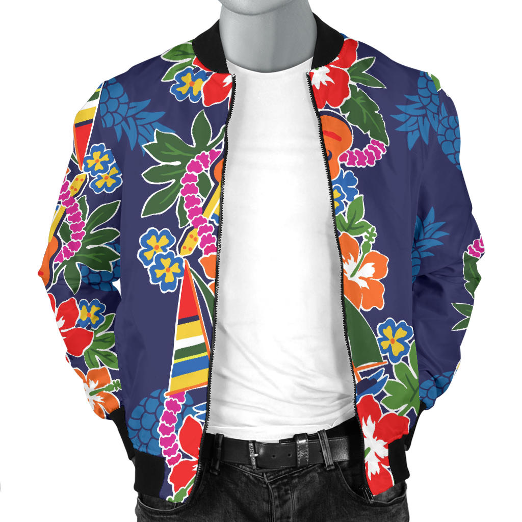 Hawaiian Themed Pattern Print Design H04 Men Bomber Jacket