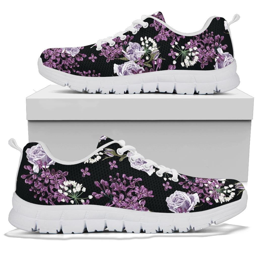 Lilac Pattern Print Design LI04 Sneakers White Bottom Shoes