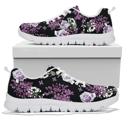 Lilac Pattern Print Design LI04 Sneakers White Bottom Shoes