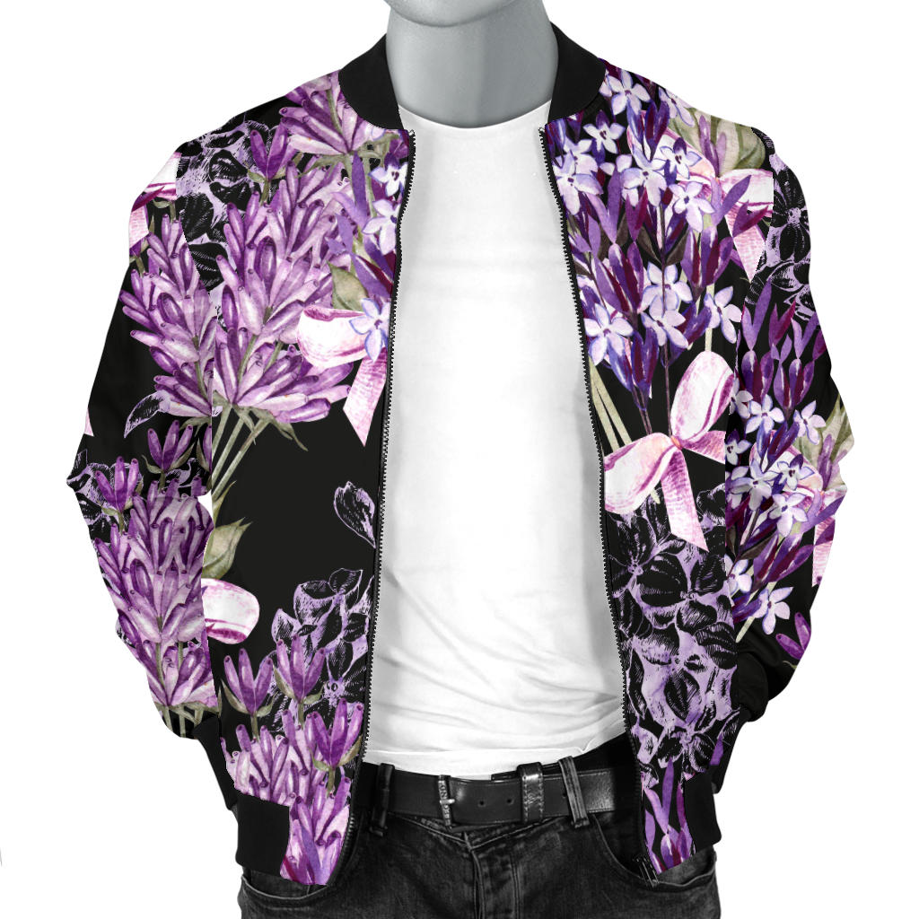Lavender Pattern Print Design LV06 Men Bomber Jacket