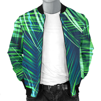 Palm Leaves Pattern Print Design PL02 Men Bomber Jacket