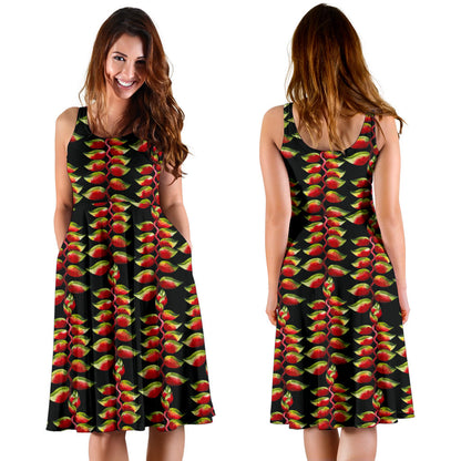 Heliconia Pattern Print Design HL05 Midi Dress