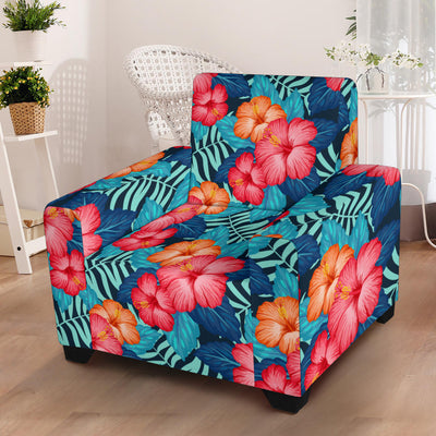 Red Hibiscus Pattern Print Design HB02 Armchair Slipcover