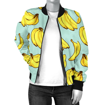 Banana Pattern Print Design BA04 Women Bomber Jacket
