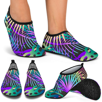 Neon Flower Tropical Palm Leaves Aqua Water Shoes