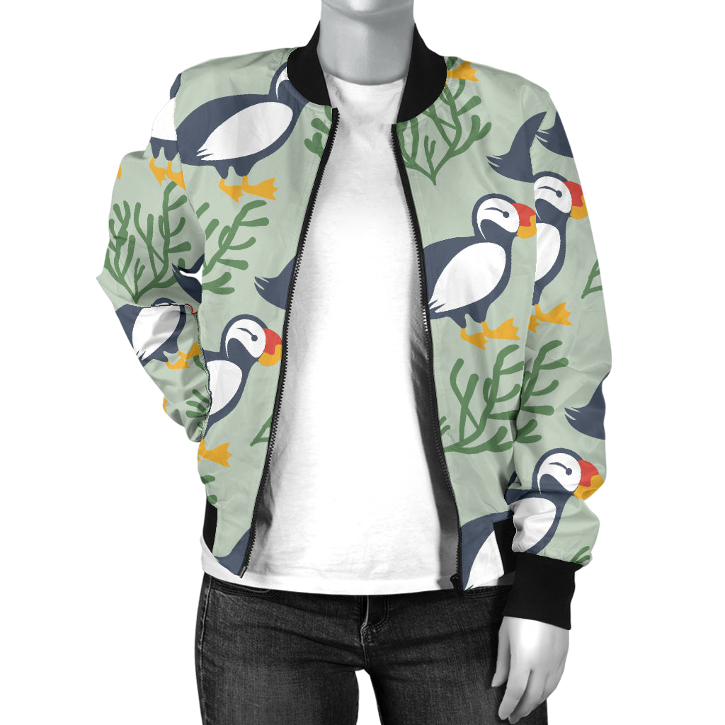 Puffin Pattern Print Design A04 Women's Bomber Jacket