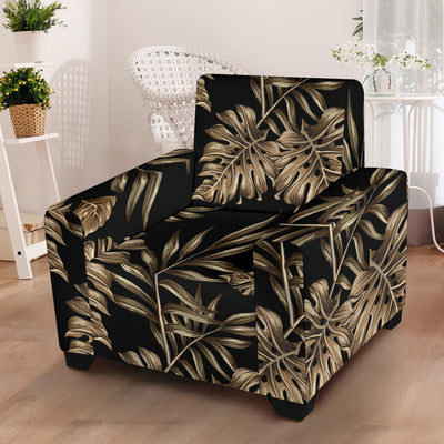 Brown Tropical Palm Leaves Armchair Slipcover