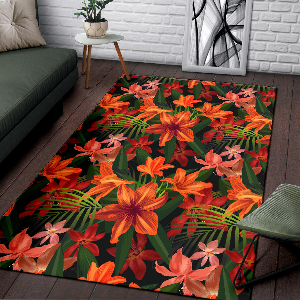Amaryllis Pattern Print Design AL05 Area Rugs