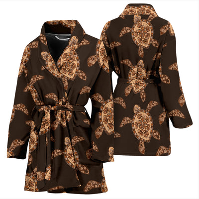 Tribal Sea Turtle Pattern Print Design T09 Women Bathrobe