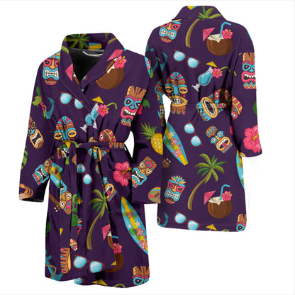 Hawaiian Themed Pattern Print Design H024 Men Bathrobe