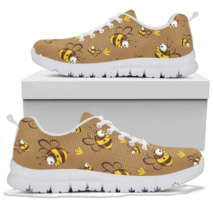 Bee Pattern Print Design BEE09 Sneakers White Bottom Shoes