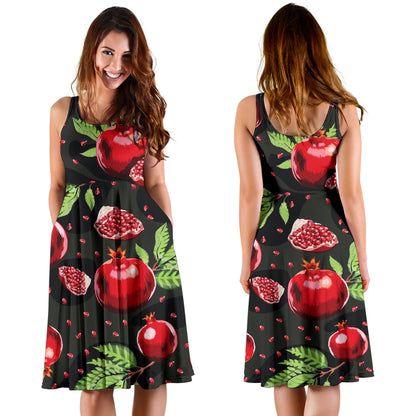 Pomegranate Pattern Print Design PG06 Midi Dress
