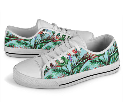 Bird Of Paradise Pattern Print Design BOP01 White Bottom Low Top Shoes