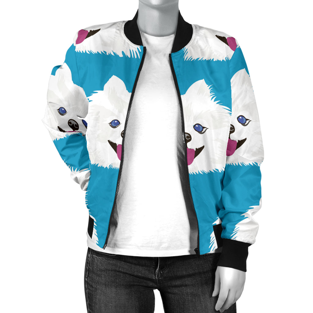 Pomeranians Pattern Print Design A05 Women's Bomber Jacket