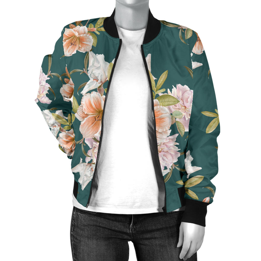 Iris Pattern Print Design IR01 Women Bomber Jacket