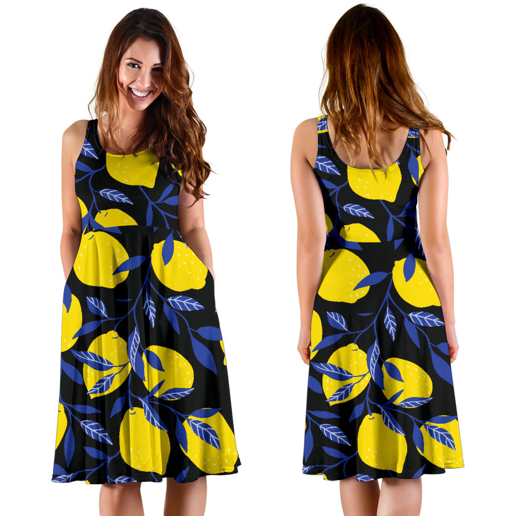 Lemon Pattern Print Design LM01 Midi Dress