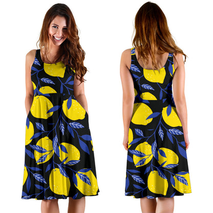 Lemon Pattern Print Design LM01 Midi Dress