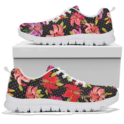 Lily Pattern Print Design LY012 Sneakers White Bottom Shoes