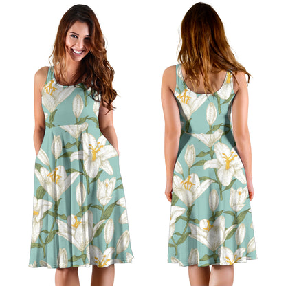 Lily Pattern Print Design LY09 Midi Dress