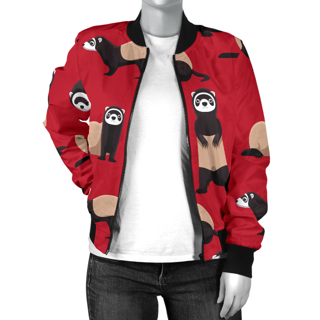 Ferret Pattern Print Design 02 Women's Bomber Jacket