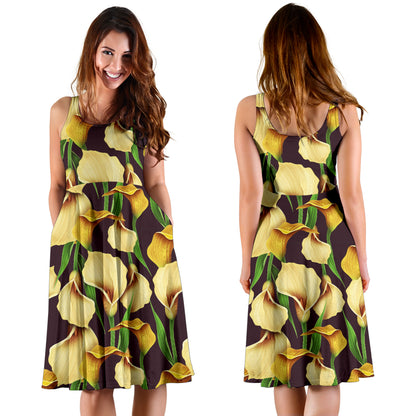 Lily Pattern Print Design LY013 Midi Dress