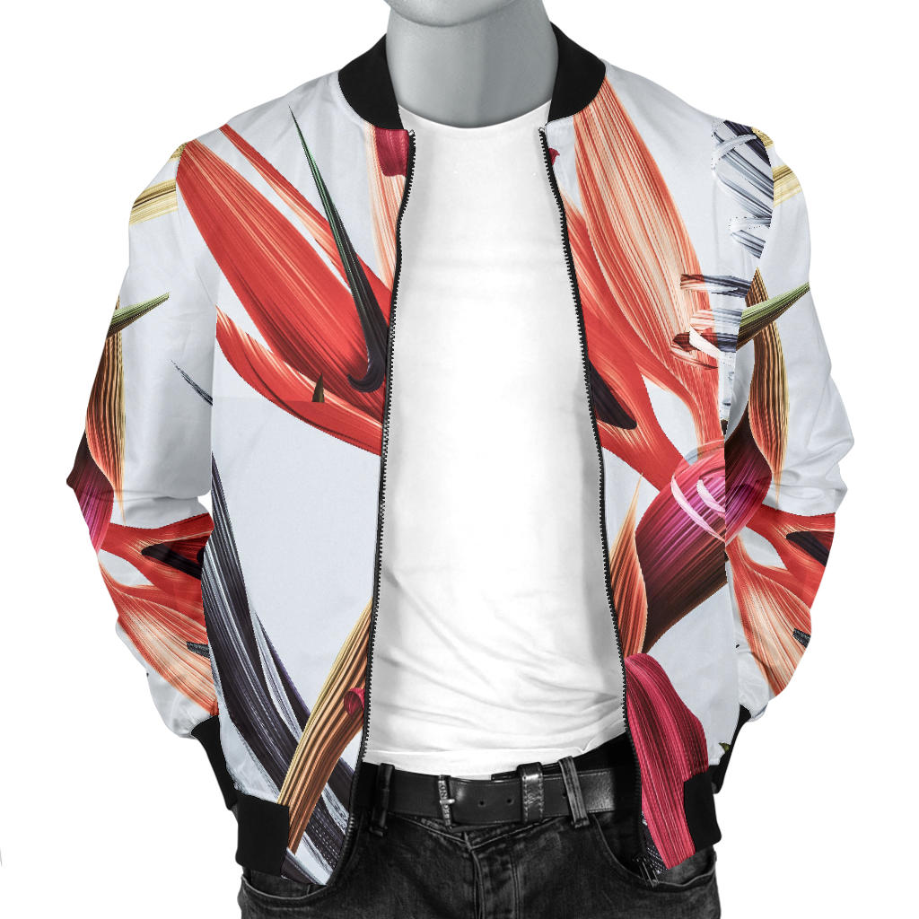 Tropical Flower Pattern Print Design TF021 Men Bomber Jacket