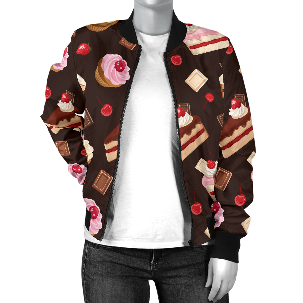 Cake Pattern Print Design 04 Women's Bomber Jacket