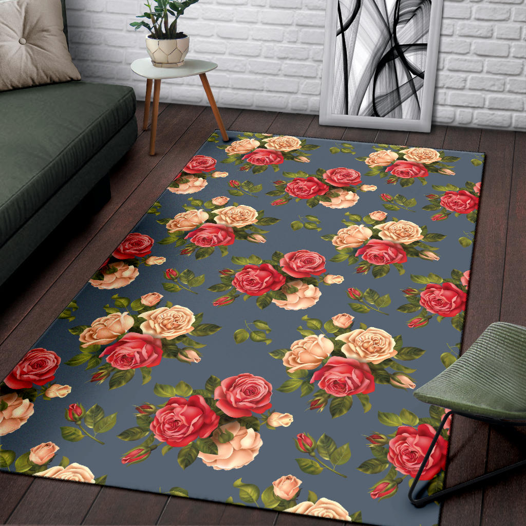 Rose Pattern Print Design RO017 Area Rugs