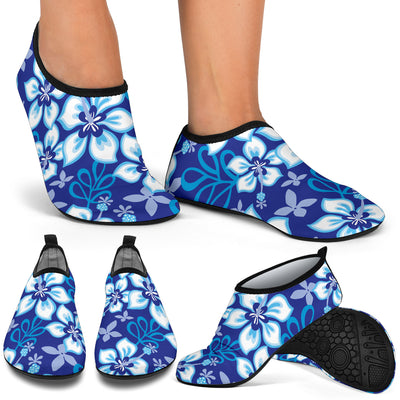 Hibiscus Pattern Print Design HB04 Aqua Water Shoes