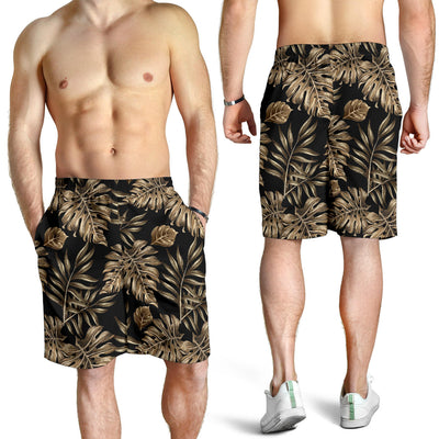 Brown Tropical Palm Leaves Mens Shorts