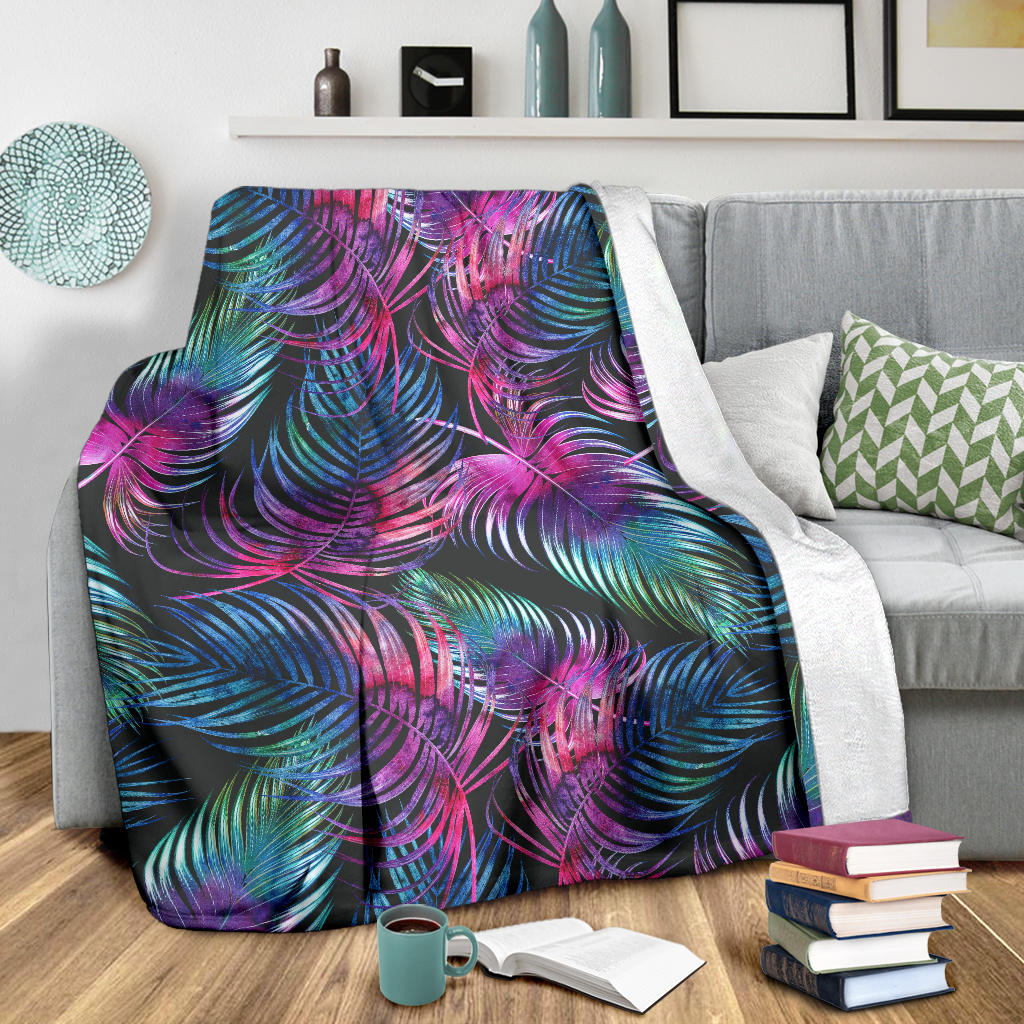 Palm Leaves Pattern Print Design PL010 Fleece Blanket