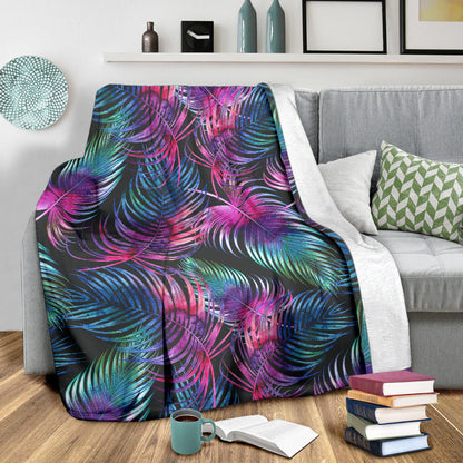 Palm Leaves Pattern Print Design PL010 Fleece Blanket