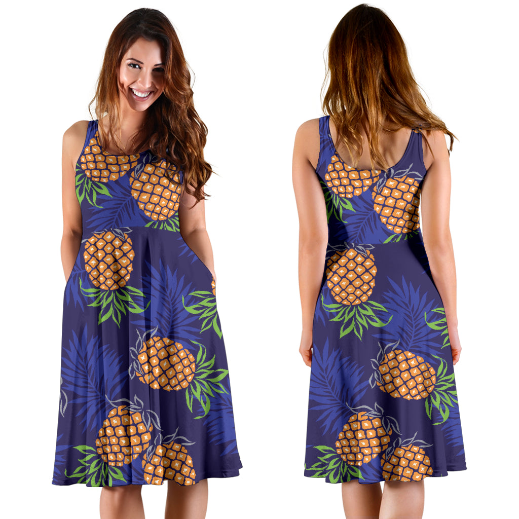 Pineapple Pattern Print Design PP02 Midi Dress