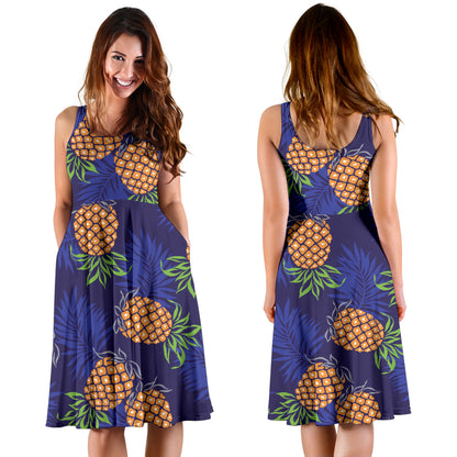 Pineapple Pattern Print Design PP02 Midi Dress