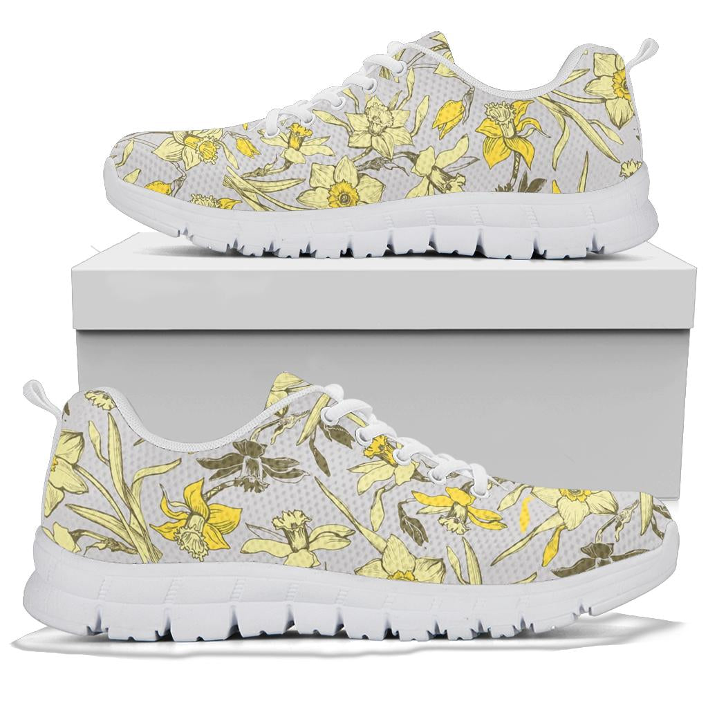 Daffodils Pattern Print Design DF05 Sneakers White Bottom Shoes