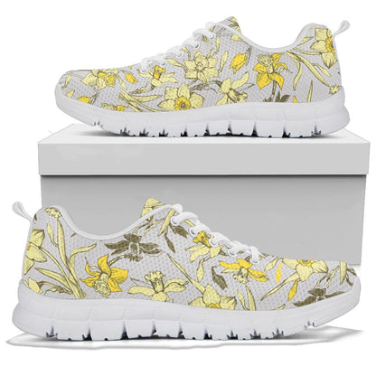 Daffodils Pattern Print Design DF05 Sneakers White Bottom Shoes