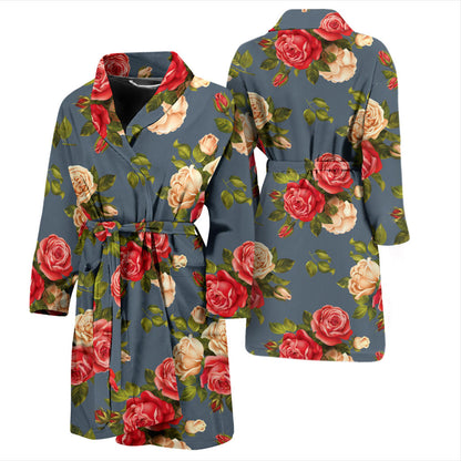 Rose Pattern Print Design RO017 Men Bathrobe