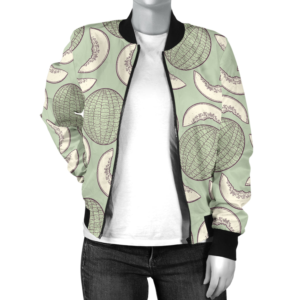 Cantaloupe Pattern Print Design 01 Women's Bomber Jacket